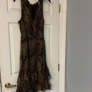 Ralph Lauren Asymmetrical Brown Patterned Dress